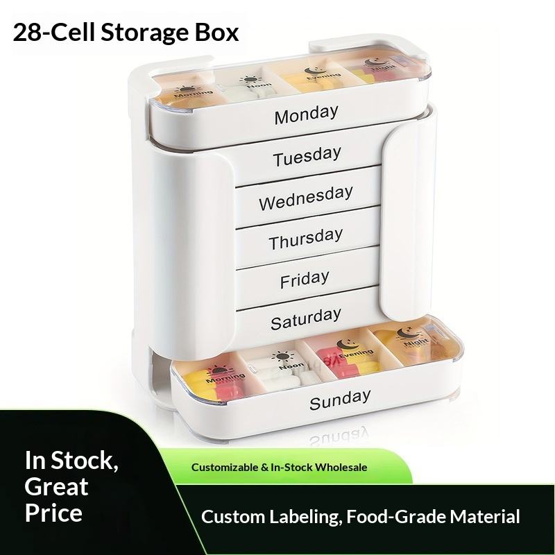 Limited Time: 30% OFF 🔥Portable 7-Day Medicine Box - 28 Compartments Custom Food-Grade Plastic Weekly Pill Storage Box
