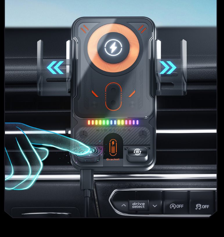 Limited Time: 30% OFF 🔥2026 New 15W Fast Charging Car Phone Holder, Infrared Smart Induction Wireless Charger, RGB Atmosphere Light, 360° Rotation Adjustable Height Air Vent Car Mount